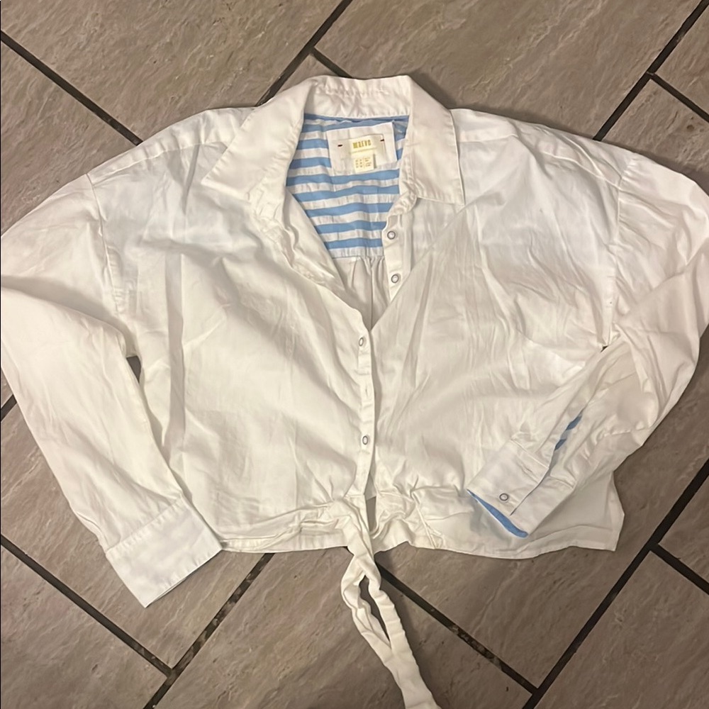 Maeve White tie front Shirt Sz 10